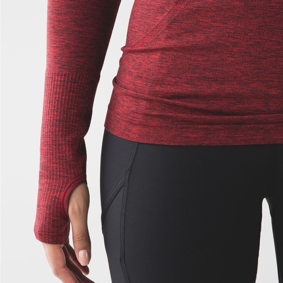 Swiftly Tech Long Sleeve Crew, Black True Red - Picture 3 of 6